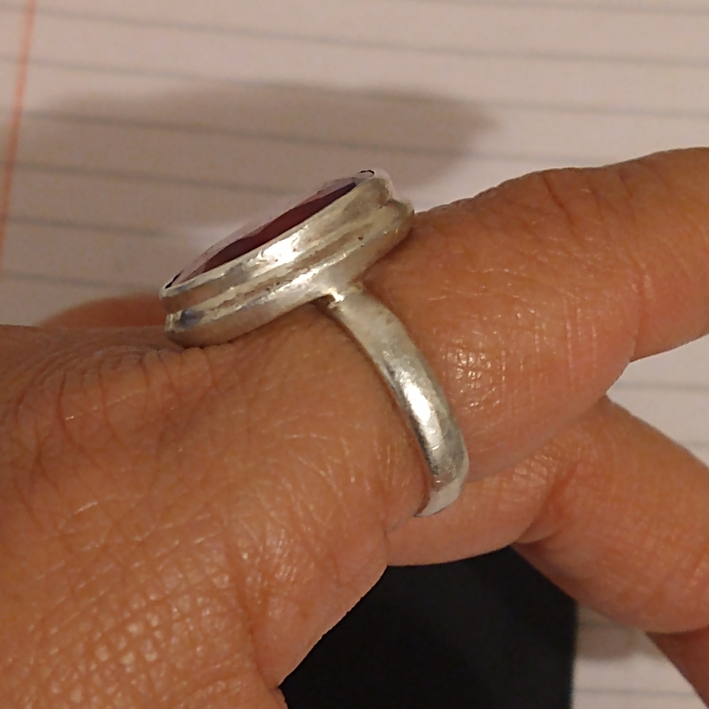 Elegant Silver Ring With Ruby Red Stone - image 2